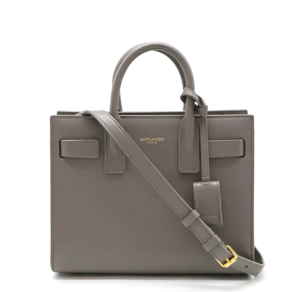 SAINT LAURENT PARIS YSL Yves Sac de Jour Baby Handbag Shoulder Leather Gray
